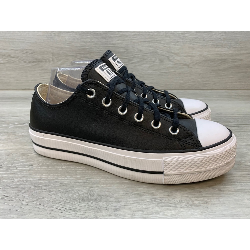 Converse Chuck Taylor All Star Lift Clean Ox Black Leather Platform 9.5